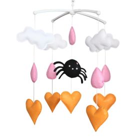 Halloween Spider Orange Hearts Baby Crib Mobile Infant Room Nursery Decor Hanging Musical Mobile Crib Toy