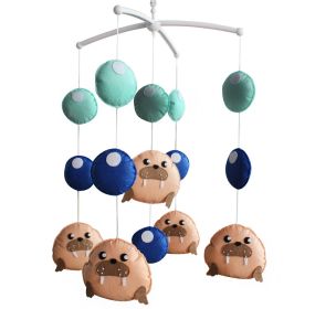 Lovely Sea Lion Baby Mobile Nursery Decor Musical Crib Mobile for Girls Boys Baby Shower Gift; Ocean