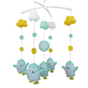 Cute Green White Penguin Handmade Animal Musical Crib Mobile Hanging Nursery Room Decor Baby Mobile for Crib