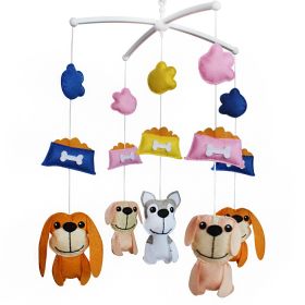 Handmade Baby Crib Mobile Baby Musical Mobile Nursery Room Hanging Animal Toy Decor; Lovely Dogs