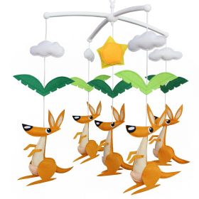 Kangaroo Handmade Baby Crib Mobile Animal Hanging Musical Mobile Infant Nursery Room Toy Decor