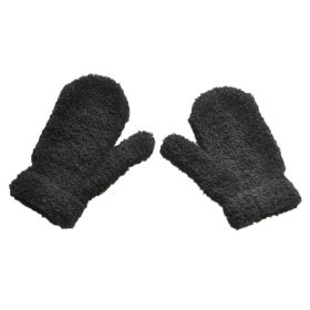 Black 1-4Y Warm Plush Thick Baby Gloves Plus Velvet Mittens Children Coral Fleece Full Finger Gloves