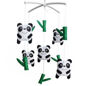 Handmade Baby Crib Mobile Kids Room Nursery Decor Baby Musical Mobile; Panda and Bamboo