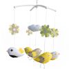 Cute Yellow Birds Flowers Handmade Infant Baby Musical Mobile Boys Girls Nursery Crib Mobile Hanging Toy