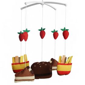 Brown Baby Crib Mobile Baby Musical Mobile for Boys and Girls Nursery Room Decor; Hamburger and Chips