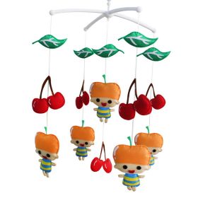 Baby Crib Mobile Infant Room Nursery Bed Decor Hanging Toy Musical Mobile; Red Cherry and Cute Baby