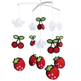 Cute Baby Crib Mobile Nursery Decor Musical Crib Mobile for Girls Baby Shower Gift Red Cherry and Strawberry Baby Mobile