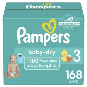 Pampers Baby-Dry Extra Protection Diapers Enormous Packs Size 3, 168 Count