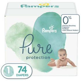 Pampers Pure Protection Natural Newborn Diapers Size 1, 74 Count