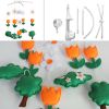 Baby Crib Mobile Orange Tulip Flowering Shrubs Green Trees Handmade Musical Mobile Baby Shower Gift Nursery Decor