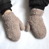 2Pcs/set Children Plush Gloves Solid Color Winter Warm Thicken Gloves