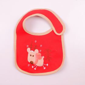 Optional Baby Bib Children's Cotton Three-layer Waterproof Saliva Towel (Option: Red Background Christmas Deer)