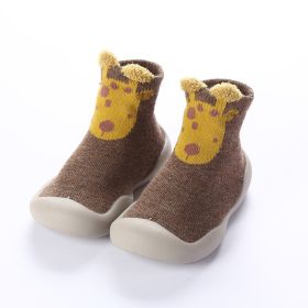 Children's Floor Socks Silicone Soft Bottom Floor Shoes (Option: Brown-20or21)