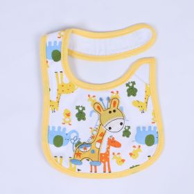 Optional Baby Bib Children's Cotton Three-layer Waterproof Saliva Towel (Option: Yellow Giraffe)