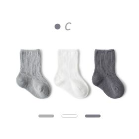 Baby  Autumn New Style Non-tight Leg Socks Pure Color (Option: Gray Set-L)