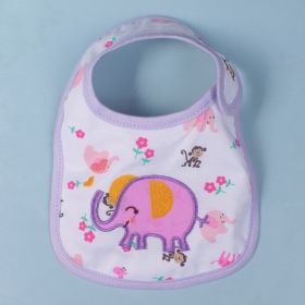 Optional Baby Bib Children's Cotton Three-layer Waterproof Saliva Towel (Option: Purple Elephant)