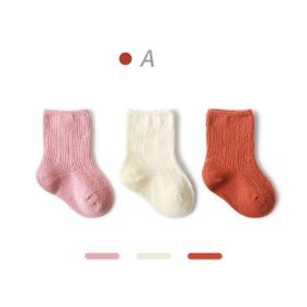 Baby  Autumn New Style Non-tight Leg Socks Pure Color (Option: Coral Group-S)