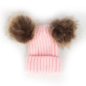 Children Pom Pom Bobble Hat Accessories (Color: A-Pink)