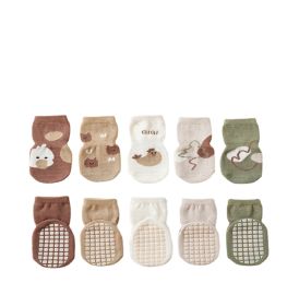 Children's Mid-calf Cute Cartoon Non-slip Dotted Rubber Floor Socks (Option: Set-L)