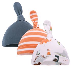 Thin Cotton Printed Baby Hat (Option: Dinosaur Orange Stripes)