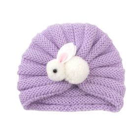 Children Wool Knitted Hat Autumn And Winter (Option: Light Purple Rabbit)