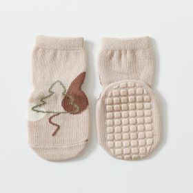 Baby Autumn And Winter Non-slip Glue Bottom Non-slip Socks Tube Socks (Option: Khaki-M Code)