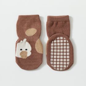 Baby Autumn And Winter Non-slip Glue Bottom Non-slip Socks Tube Socks (Option: Coffee Color-L Code)